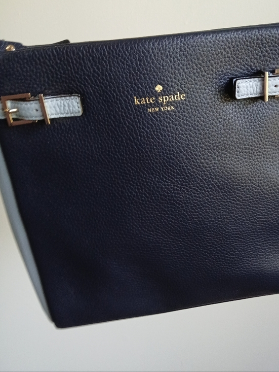 Kate Spade- Navy Blue/Light Blue-Two-toned-Pebbled Leather-Crossbody Bag - Picture 11 of 15